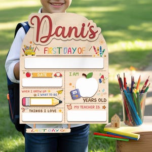 Pizarra personalizada para el primer y último día de clases, pizarra de madera reutilizable, letrero de regreso a clases, tablero de hitos escolares, letrero escolar reutilizable