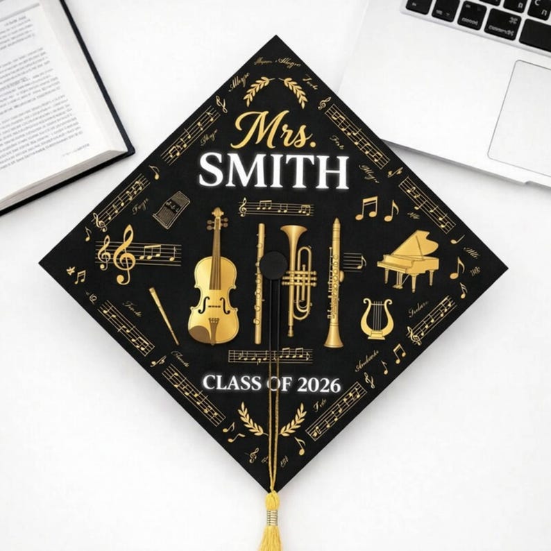 Custom Music Teacher Graduation Cap Topper Gift for Music Majors ...