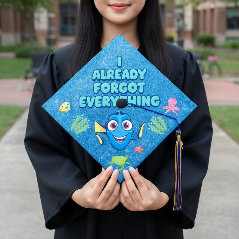 Dory Finding Nemo Graduation Cap Topper, I Already Forgot Everything ...