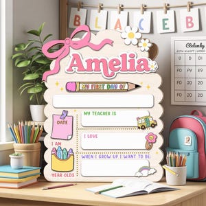 Letrero personalizado para el primer día de clases, tablero de regreso a clases, tablero del primer día de clases, letrero personalizado para el primer día de clases, lindo tablero de hitos.