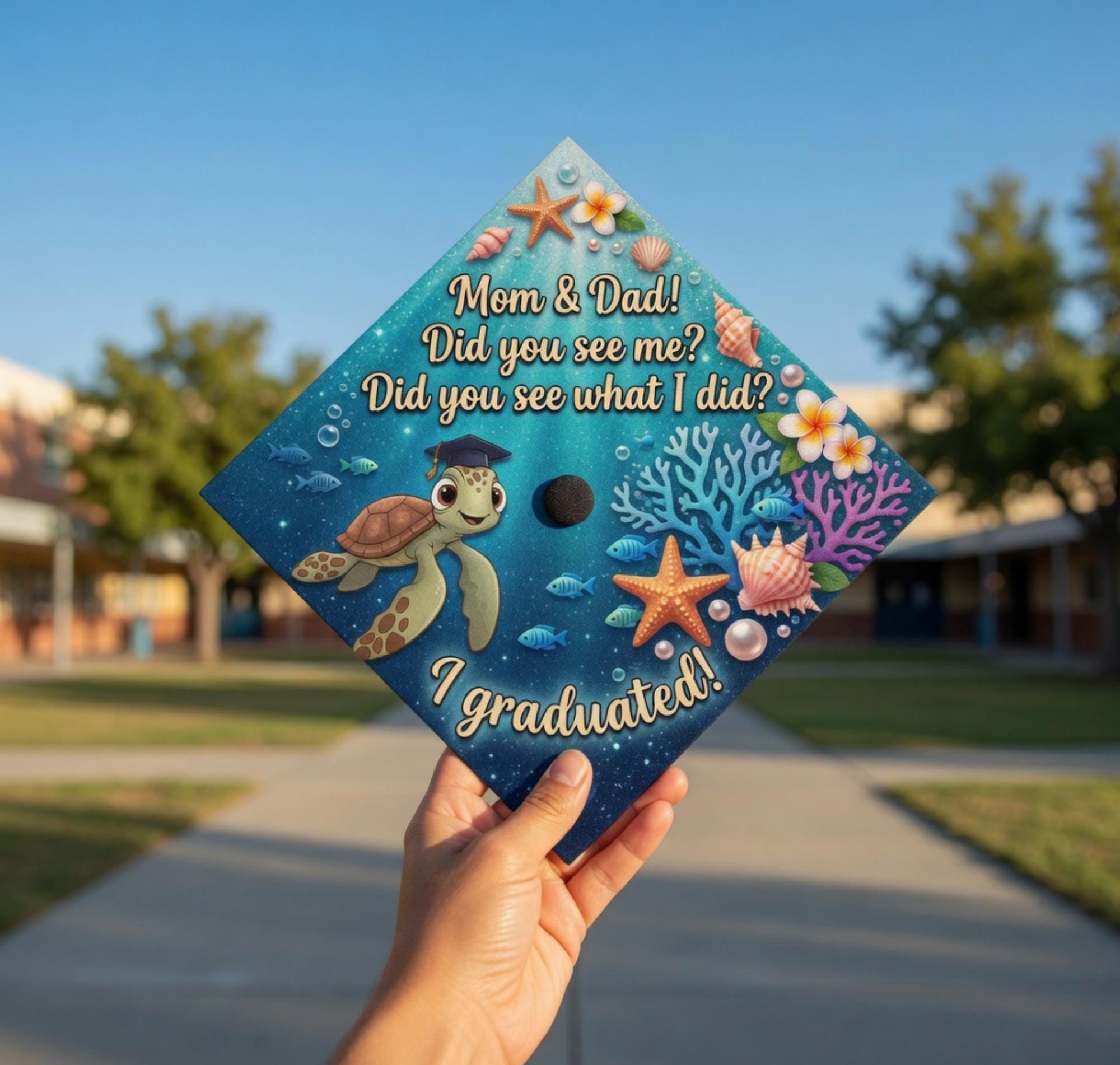 Finding Nemo Graduation Cap Topper, Disney Sea Turtle Grad Cap, Disney ...