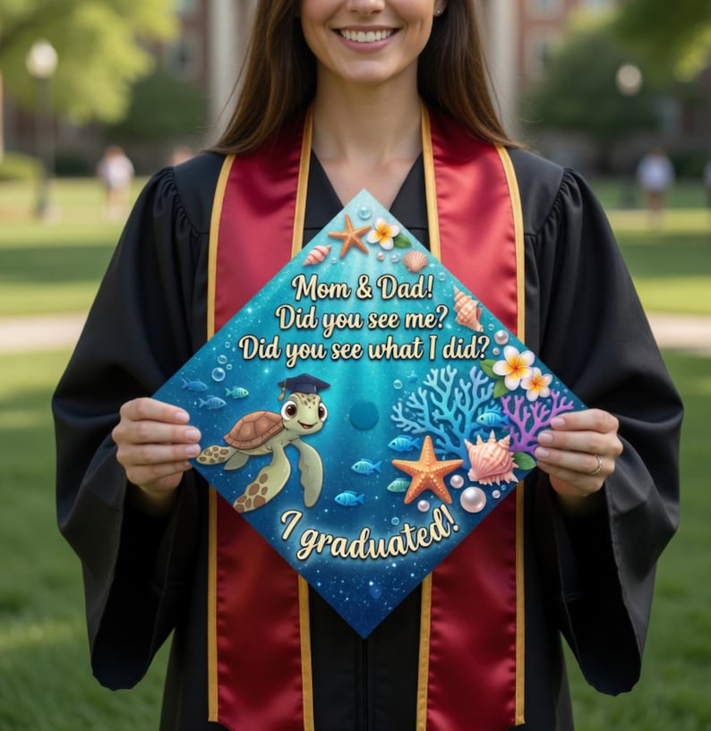 Grad Turtle Finding Nemo Graduation Cap Topper, Disney Sea Turtle Grad Cap, Disney ...