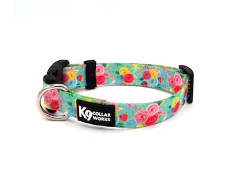 1" Dog Collar- Blue Floral