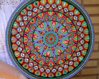 Colorful Mandala Wall Art | Hand-Painted Spiritual Home Decor | Vibrant Mandala Dot Art with Mirrors | Unique Zen Art for Positive Energy