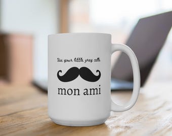 Coffee mug | Tea mug | Hercule Poirot | Agatha Christie | Gift | Little grey cells | Mystery lovers
