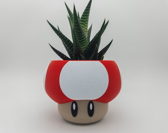 Mario Mushroom Flower Pot with Drainage