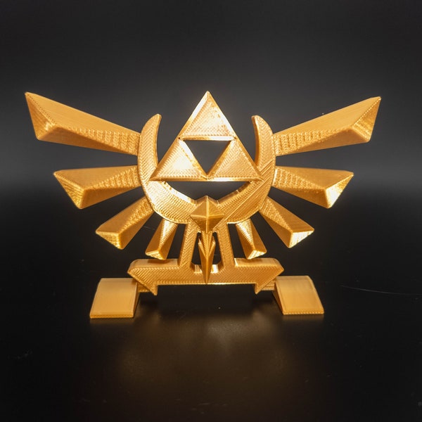 Support Zelda avec Emblème du Royaume d'Hyrule Statue sur Pieds