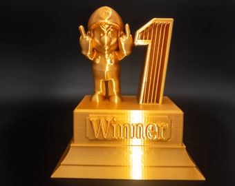 Provocative 3D Mario figurine available in Gold, Silver and Bronze Mario kart Trophy