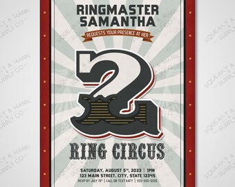 Customizable 5x7 Circus Birthday Party Invitation