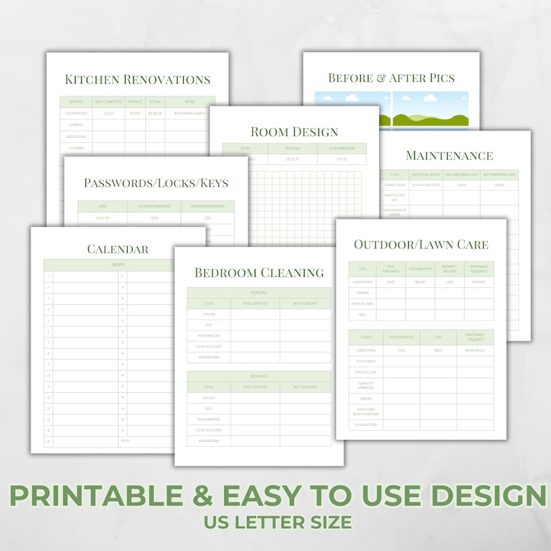 Home Renovation Planner Template Maintenance Cleaning Paint Colors Printable Project Budget ...