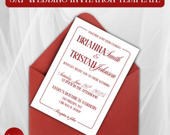 Red Old Money Wedding Invitation Template, Modern Elegant (Canva Editable)