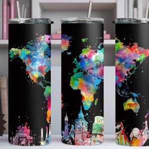 20 Unzen Skinny Tumbler Sublimation Designs Verschiedene Land Weltkarte Vintage Weltkarte für Straight Tumbler PNG Datei digitaler Download