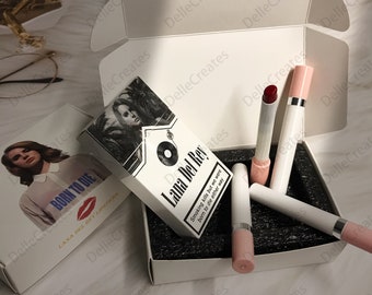 Lana Del Rey Lipsticks Set, Kerstcadeau voor haar, Ontworpen doos met uw foto, Lana Del Rey Merch, Lana Del Rey Geschenkdoos