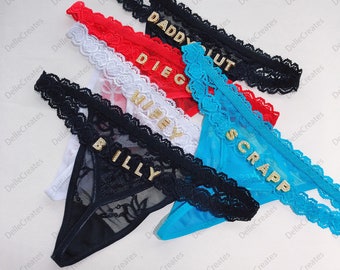 Custom Name G-strings, Custom Name Lace Thong, Name Thong, Personalised Name Thong