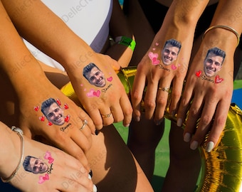 Tatuagem temporária personalizada para o rosto do noivo, lembrancinha para despedida de solteira.