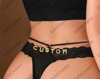 Tanga de nombre personalizado con letras, cuerdas G de nombre personalizado, tanga de nombre personalizado, tanga de nombre personalizado