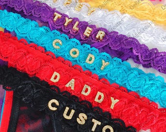 Custom Name Lace Thong, Name Thong, Personalised Name Thong, Name G-strings, Sexy Name Thong