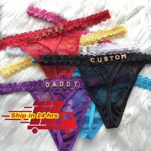 Anpassade namnstringtrosor, Anpassade namnstringtrosor i spets, Namnstringtrosor, Personliga namnstringtrosor