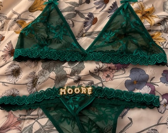Name Thong Set: High Elastic Lace Underwear Set