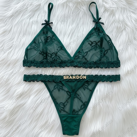 Name Thong Set: High Elastic Lace Underwear Set