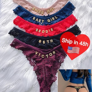 Custom Name Lace Thong, Personalised Name Thong, Custom Name Thong,Custom High Elastic Lace Thong image 2