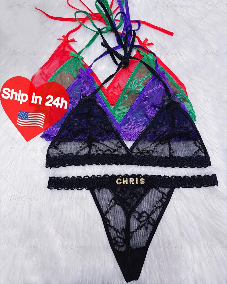 Conjunto de tanga: Conjunto de ropa interior de encaje de alta elasticidad imagen 11