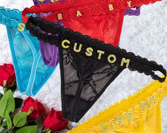 Custom Name Lace Thong, Name Thong, Personalised Name Thong, Name G-strings