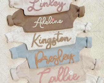 Personalized Baby Sweater, Hand Embroidered Name, Newborn Gift