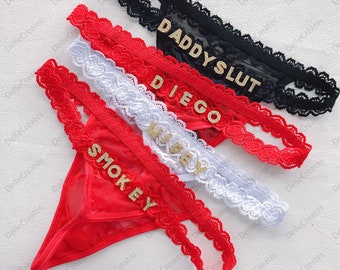 Custom Name Lace Thong, Name Thong, Personalised Name Thong, Name G-strings, Sexy Name Thong