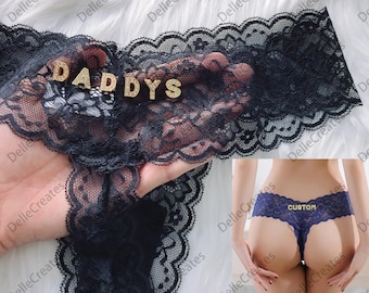 Custom Floral Lace Thong, Personalized Name Panty