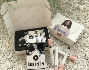 Lana Del Rey Lippenstifte Set, Weihnachtsgeschenk für sie, entworfene Box mit Ihrem Foto, Lana Del Rey Merch