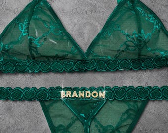 Name Thong Set: High Elastic Lace Underwear Set