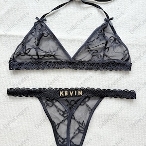 Custom Thong G-strings Set With Gold Charms Name,Personalized Thong With Name,Custom Name G-Strings,Personalised Name Thong Set