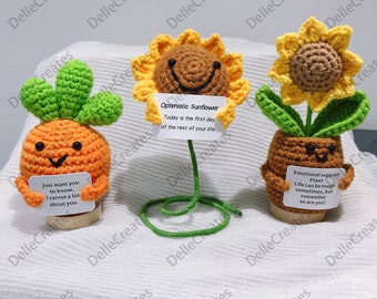 Handmade Emotional Support Plant,Handmade Crochet Sunflower Potted,Crochet Flower Decor,Encouragement Gifts,Cheer Up Gifts