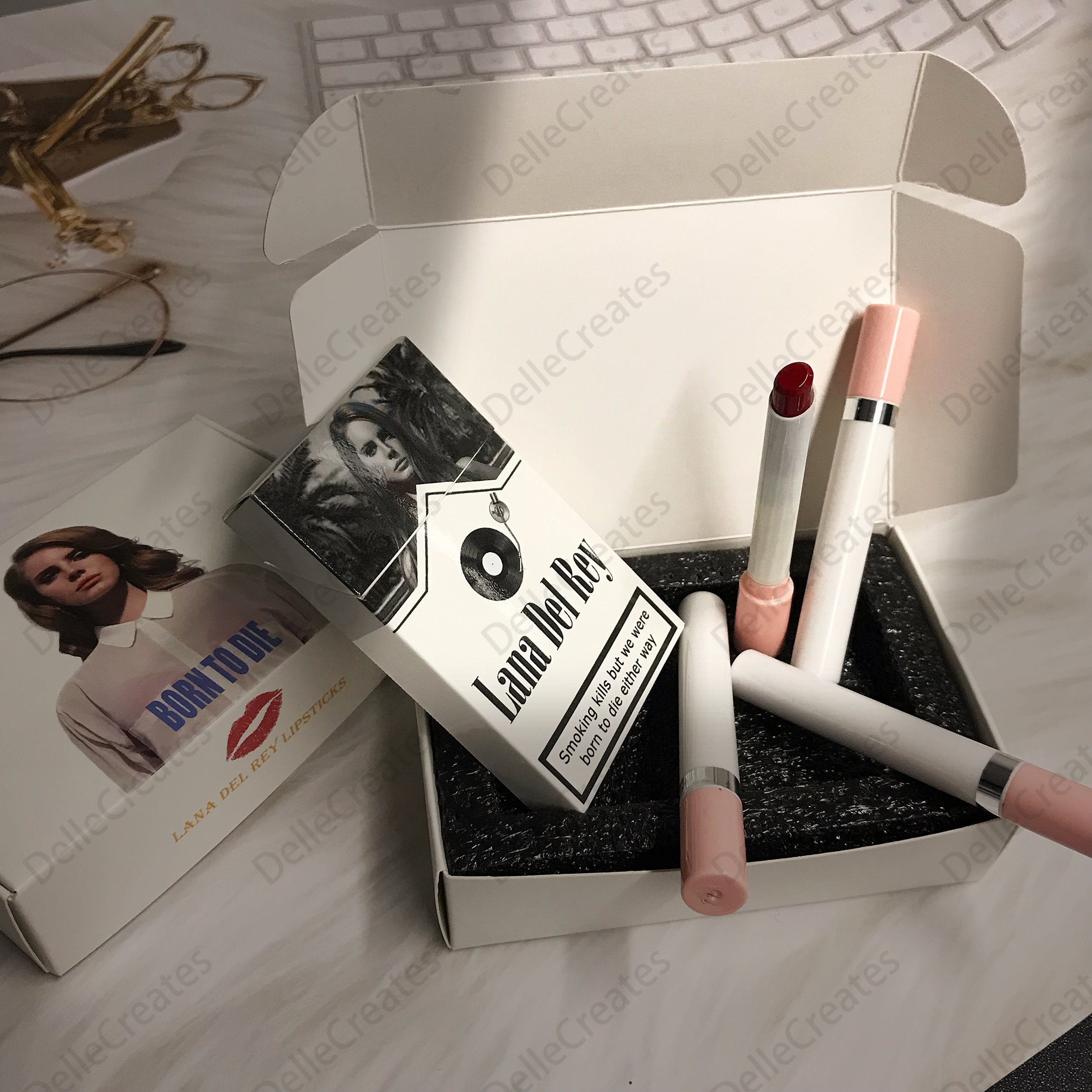Conjunto de lápices labiales de Lana Del Rey, regalo de Navidad para ella, caja diseñada con su