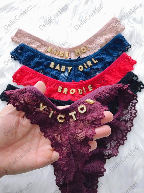 Custom Name Lace Thong, Personalised Name Thong, Custom Name Thong,Custom High Elastic Lace Thong