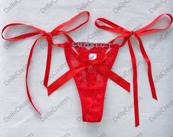 Custom Name Lace-Up Thong, Custom Name G-Strings, Personalised Name Thong