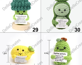 Petits pois brocoli citron faits main au crochet, Cactus végétal de soutien émotionnel fait main, Décoration florale au crochet, Cadeaux d'encouragement, Cadeaux de réconfort