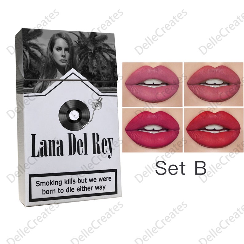 Set di rossetti Lana Del Rey, regalo di Natale per lei, scatola progettata con la tua foto, Merch Lana Del Rey immagine 4