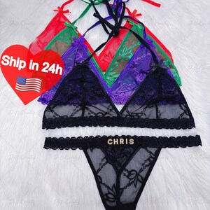 Custom Thong G-strings Set With Gold Charms Name,personalized Thong ...