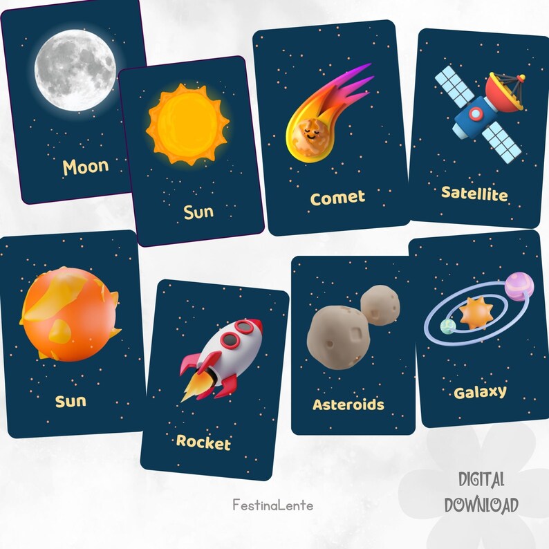18 Solar System Flashcards for Kids | Planets, Stars, Fun Facts ...