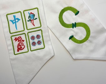 Embroidered Mahjong Wreath Sash: Personalized Door Decoration