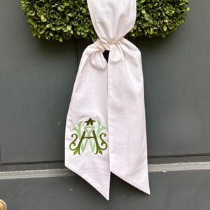 Interlocking Initial Embroidered Wreath Sash