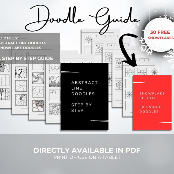 Doodle guide | Digital | Step by step | FREE Snowflake special | Art Therapy | PDF