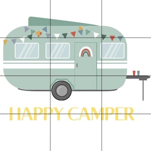 Happy Camper PNG – Vintage Camper Sublimation Design, Retro RV Shirt File, Cute Camping Clipart, Summer Outdoor Digital Download