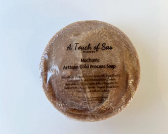 Mechanic Homemade Soap Bar, Handmade Spa Gift, Luxury Party Favors, Cold Process Soap Bar, Stocking Stuffer, Exfoliating, Masculine Soap Bar