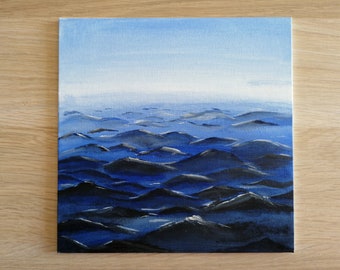Peinture acrylique sur carton toilé, océan
