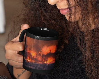 Climate Change Wildfire Mug, Ecology, Horror Mug, Earth Ecology, Global Wildfires, Gift for Ecologist, Global Climate Change, Global Warming