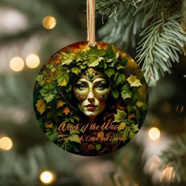 Woodland Herbal Witch Ornament, Groene Heks, Hedge Witch, Ornament Cadeau voor Heks, Ornament Cadeau voor haar, Vakantieboom. Yule-viering