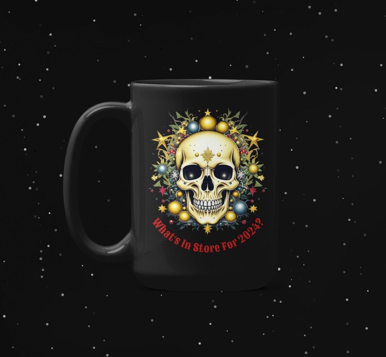 New Year Skull 2024 Mug, Goth 2024, Gift for Goth, Gothic Skull, New